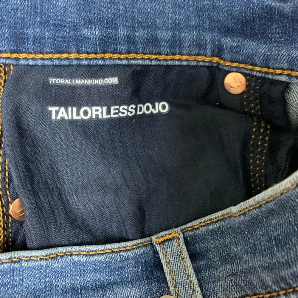 7 For All Mankind Dark Blue Flare Jeans with Contrast Pocket Detail - Picture 10 of 16